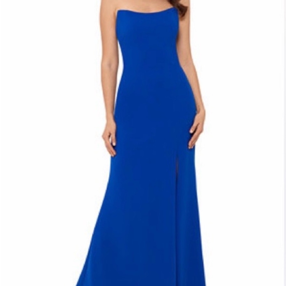 Elegant Prom Gown by Betsy & Adam Strapless Royal Blue Evening Gown